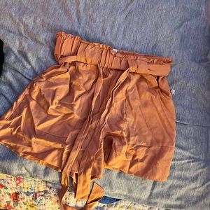 orange tie shorts